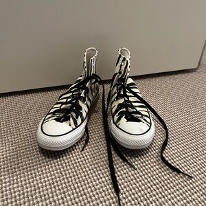 Zebra converse high tops